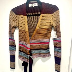 Diane Von Furstenberg Metallic Wrap Sweater